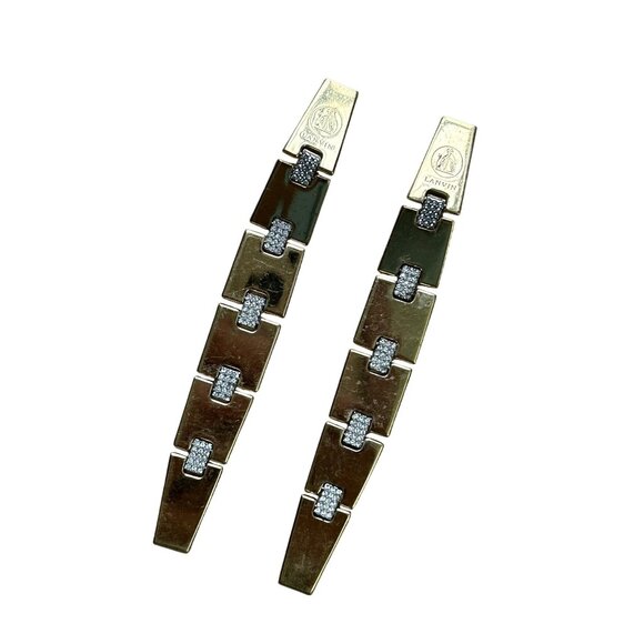 Lanvin Gold Crystal Gourmette Clip On Drop Earrings Made in Italy - Picture 1 of 5